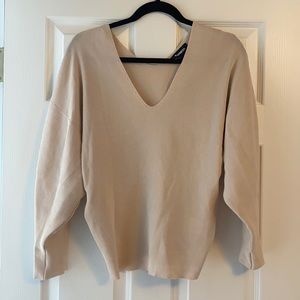 Express Tan V-neck Sweater - Medium